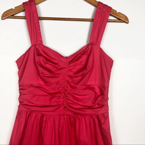 Apron style, sleeveless fuchsia dress by Express - Picture 3 of 8